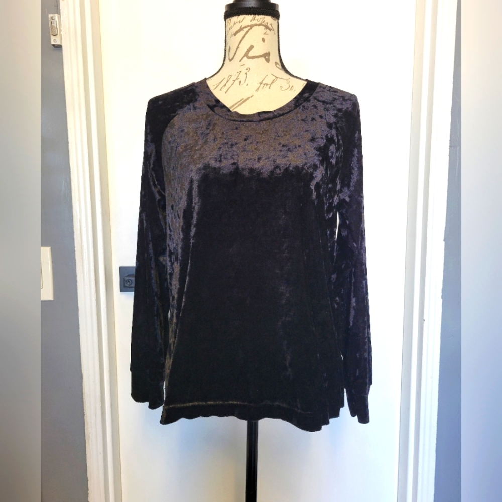 Black Velvet Gothic Blouse‎ Long Sleeve Size L